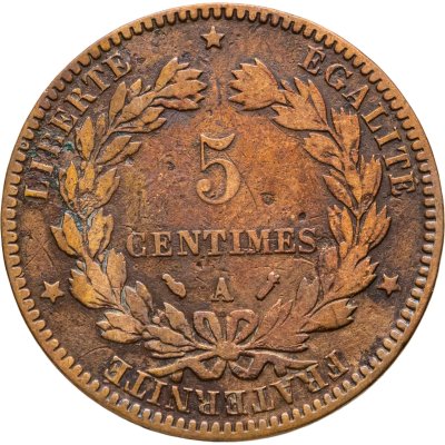 купить Франция 5 сантимов (centimes) 1892