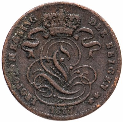 купить Бельгия 1 сантим (centime) 1887 Надпись на голландском - 'DER BELGEN'