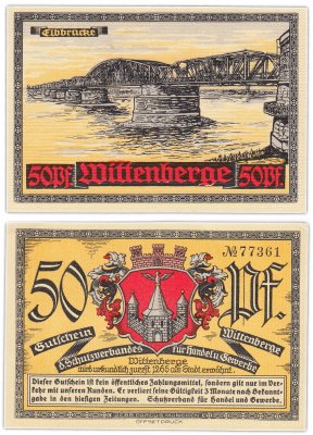 купить Германия (Виттенберг) 50 пфеннигов 1921 (Подвесной мост)