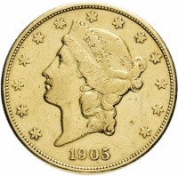 Купить США 20 долларов 1905 S
