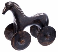 купить Игрушка лошадка на колесиках, керамика, металл, роспись, Россия, 1991-2015 гг.
