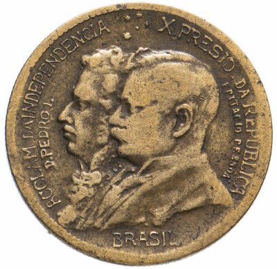 купить Бразилия 500 рейс (reis) 1922 100 лет независимости Бразилии Корректная надпись: "BRASIL"