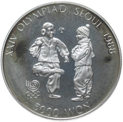 купить Южная Корея 5000 вон 1987 "XXIV Летние Олимпийские Игры, Сеул 1988 - Чеги Чаги"