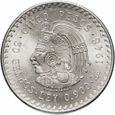 купить Мексика 5 песо (peso) 1948 год Кваутемок