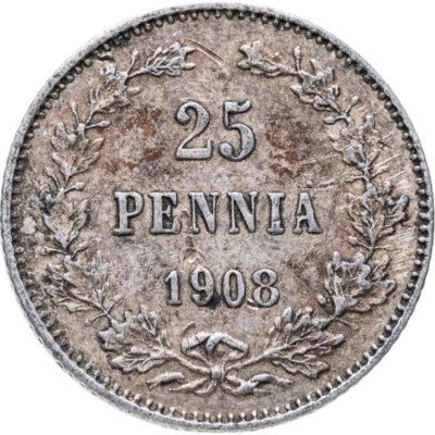 купить 25 пенни 1908 L, монета для Финляндии