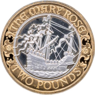 купить Великобритания 2 фунта (pounds) 2011 "500 лет со дня спуска на воду Мэри Роуз" в футляре с сертификатом