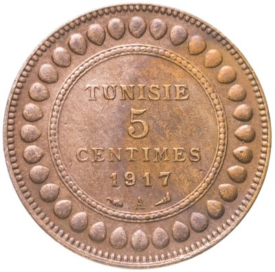 купить Тунис 5 сантимов (centimes) 1917