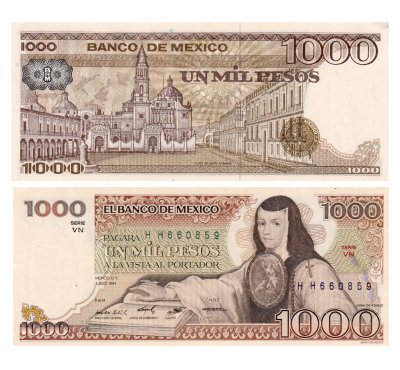 купить Мексика 1000 песо 1984 год Pick 80b серия VN