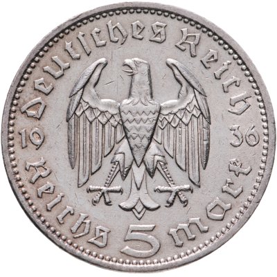 купить Германия, Третий рейх 5 рейхсмарок (reichsmark) 1936, без свастики