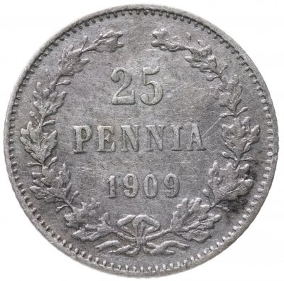 купить 25 пенни 1909 L, монета для Финляндии