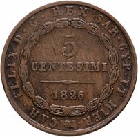 купить Сардиния 5 чентезимо 1826