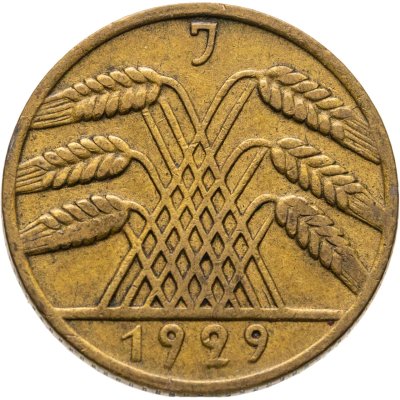 купить Германия 10 рейхспфеннигов (reichspfennig) 1929 J знак монетного двора "J" — Гамбург