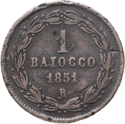 купить Папская область 1 байокко 1851