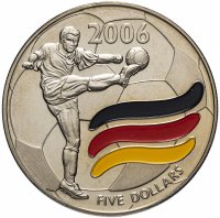 Купить Либерия 5 долларов (dollars) 2003 Чемпионат мира по футболу 2006 - Германия