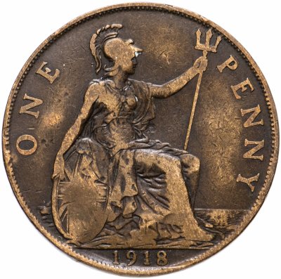 купить Великобритания 1 пенни (penny) 1918