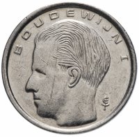 купить Бельгия 1 франк (franc) 1989-1993 Надпись на голландском - 'BELGIE'