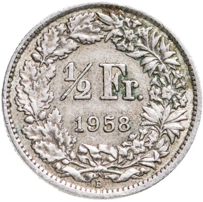 купить Швейцария 1/2 франка (franc) 1958