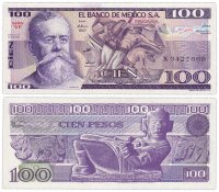 купить Мексика 100 песо 1982 год Pick 74c