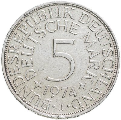 купить Германия 5 марок (deutsche mark) 1974 "J"