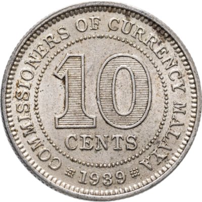 купить Британская Малайя 10 центов (cents) 1939