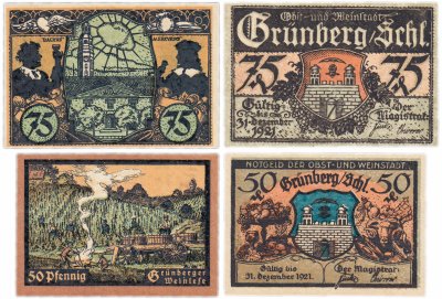 купить Германия (Силезия: Грюнберг) набор из 2-х нотгельдов 1921 (489.1a/B1)