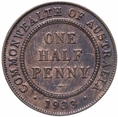 купить Австралия 1/2 пенни (penny) 1933