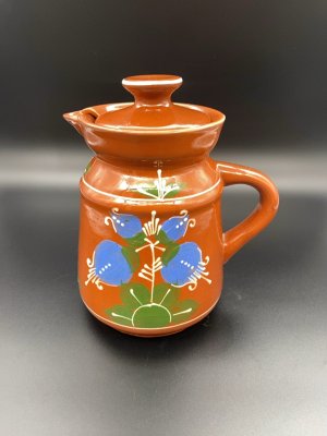 купить Кувшин с крышкой и цветочным декором, керамика, СССР, 1970-1990 гг.