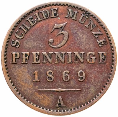 купить Германия (Пруссия) 3 пфеннига 1869 А