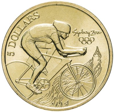 купить Австралия 5 долларов (dollars) 2000 "Олимпийские игры в Сиднее - Велоспорт"