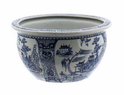 купить Кашпо с пейзажным декором, фаянс, роспись, Китай, 1980-2000 гг.