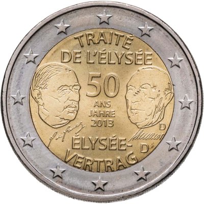 купить Германия 2 евро 2013 D "50 лет Елисейскому договору о франко-германской дружбе"