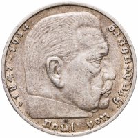 купить Германия Третий Рейх 5 рейхсмарок (reichsmark) 1936 Гинденбург Третий рейх, без свастики