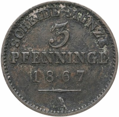 купить Германия, Пруссия 3 пфеннига (pfenninge) 1867