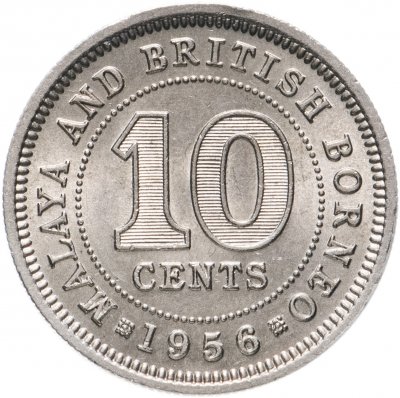 купить Малайя и Британское Борнео 10 центов (cents) 1956