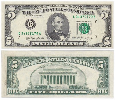 купить США 5 долларов 1977 series 1977, Morton-Blumenthal, 7 G - Чикаго
