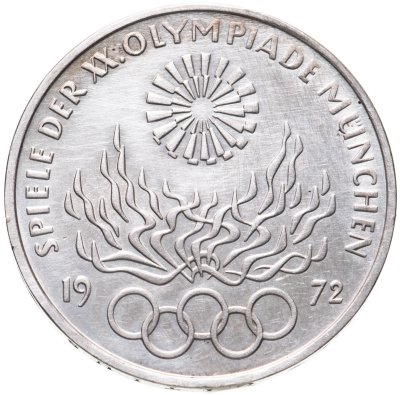 купить Германия 10 марок (mark) 1972 F XX летние Олимпийские Игры, Мюнхен 1972 - Факел знак монетного двора: "F" - Штутгарт