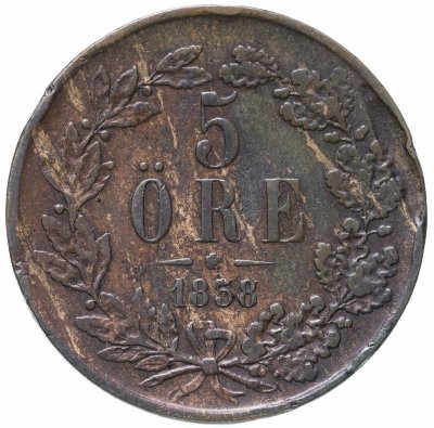 купить Швеция 5 эре 1858