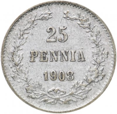 купить 25 пенни 1908 L, монета для Финляндии