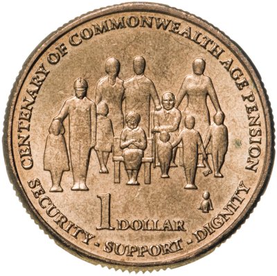 купить Австралия 1 доллар 2009 "100 лет Пенсионному фонду"
