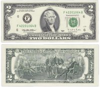 купить США 2 доллара 1995 (Pick 497) F- Атланта "FW" (Fort Worth)