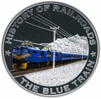 Купить Либерия 5 долларов 2011 "История железных дорог - поезд Blue train", в футляре с сертификатом