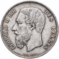 Купить Бельгия 5 франков 1876