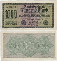 купить Германия 1000 марок 1922 (Pick 76d)