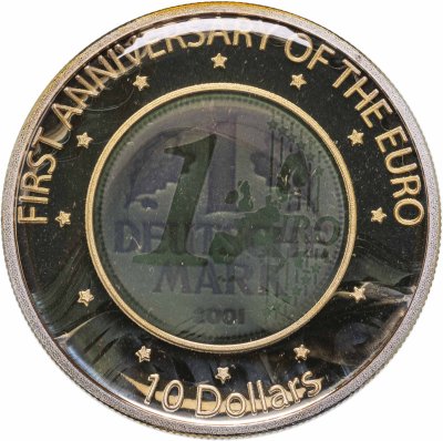 купить Науру 10 долларов 2003 "Первая годовщина введения евро" в капсуле