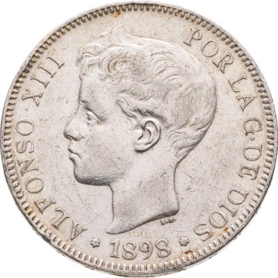 купить Испания 5 песет (pesetas) 1898
