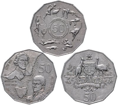 купить Австралия, набор из 3-х монет 50 центов 1998-2005