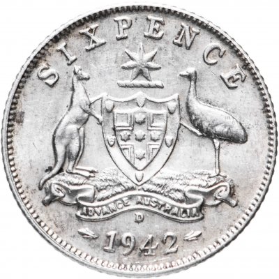 купить Австралия 6 пенсов (pence) 1942 D знак монетного двора: "D" - Денвер