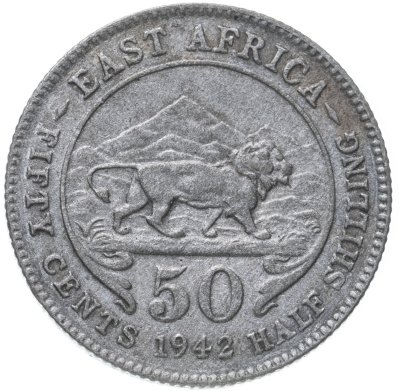 купить Британская Восточная Африка 50 центов (cents) 1942
