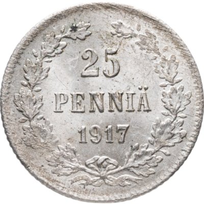 купить 25 пенни (pennia) 1917 S Гербовый орёл без корон, Российская Финляндия