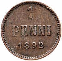 Купить 1 пенни (penni) 1892, монета для Финляндии